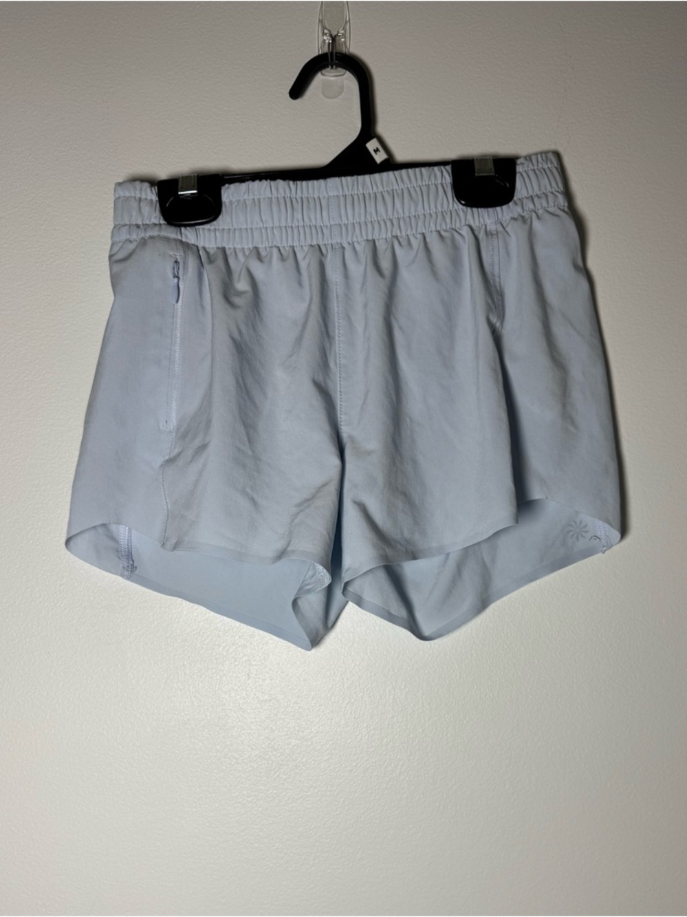 Athleta Girl Running Shorts Blue Built In Liner Size L 12